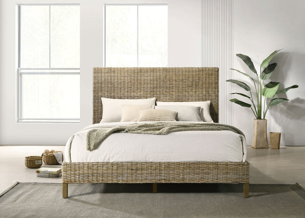 Caden Woven Rattan Queen Panel Headboard Driftwood Grey