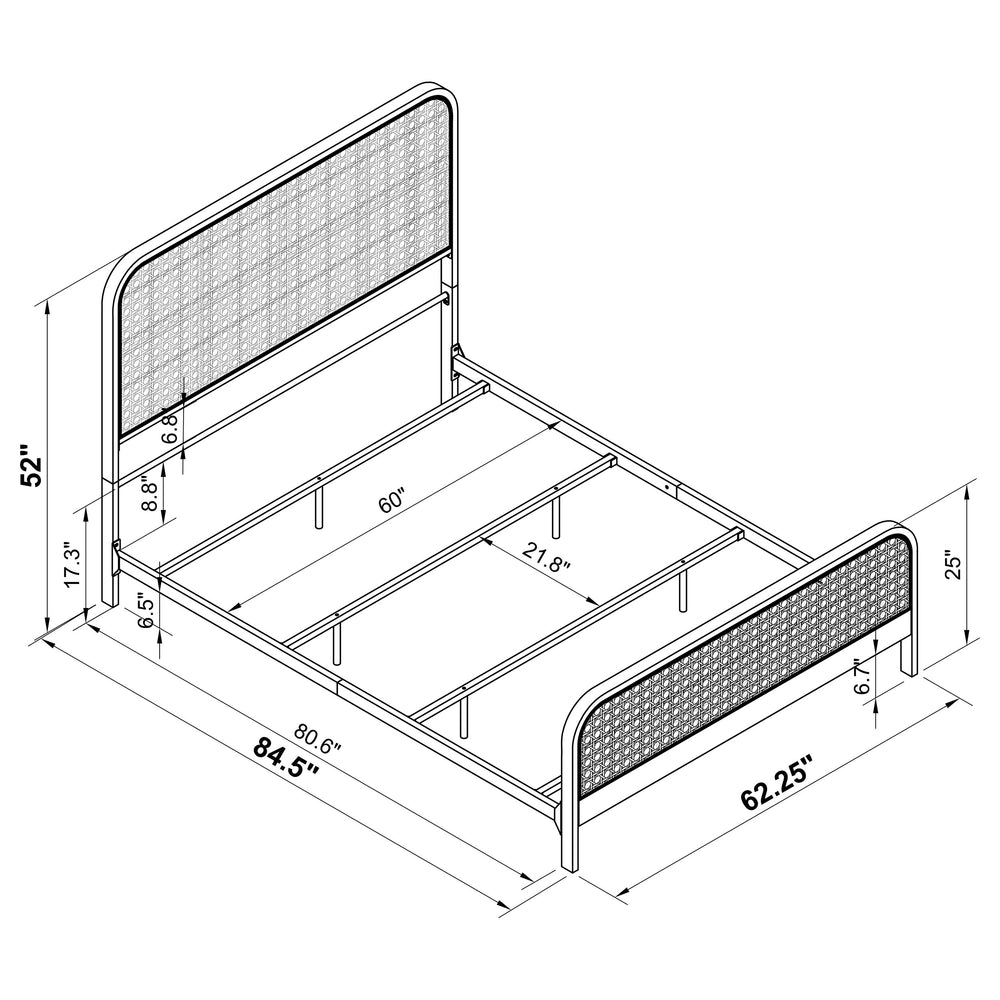 Callahan Open Cane Webbing Metal Queen Bed White