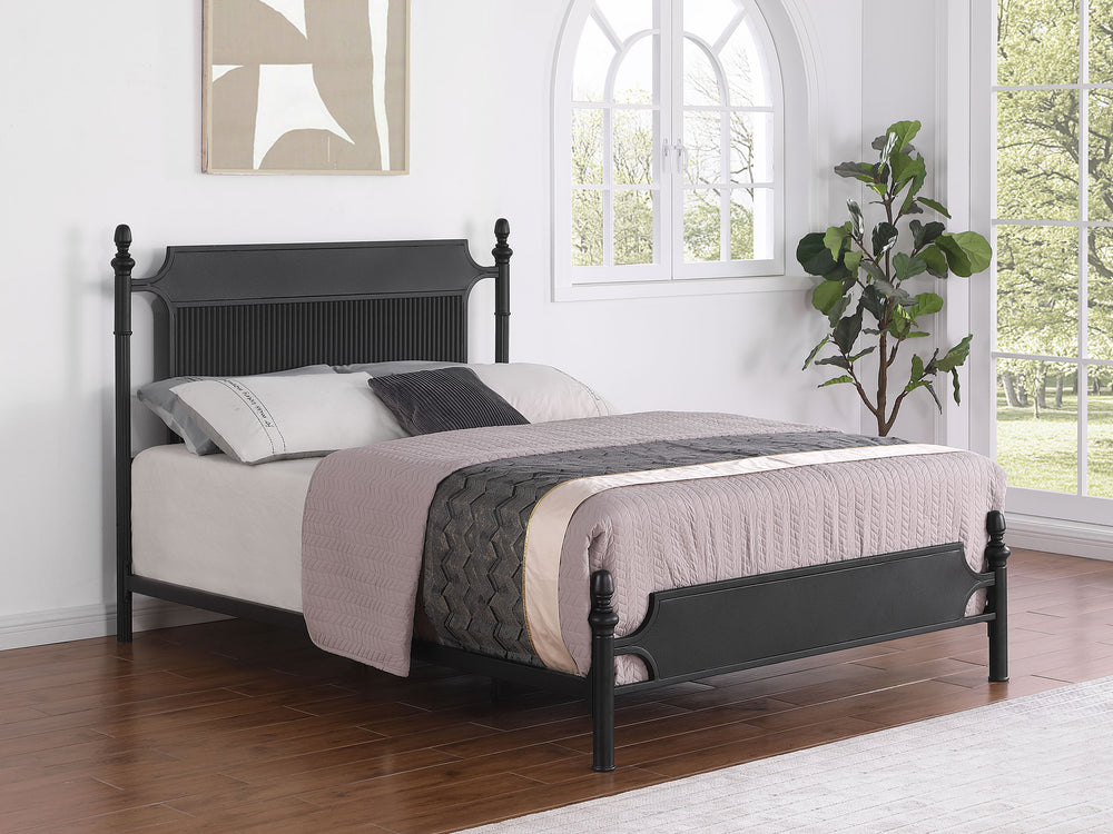 Sterling 51-Inch Metal Queen Panel Bed Black