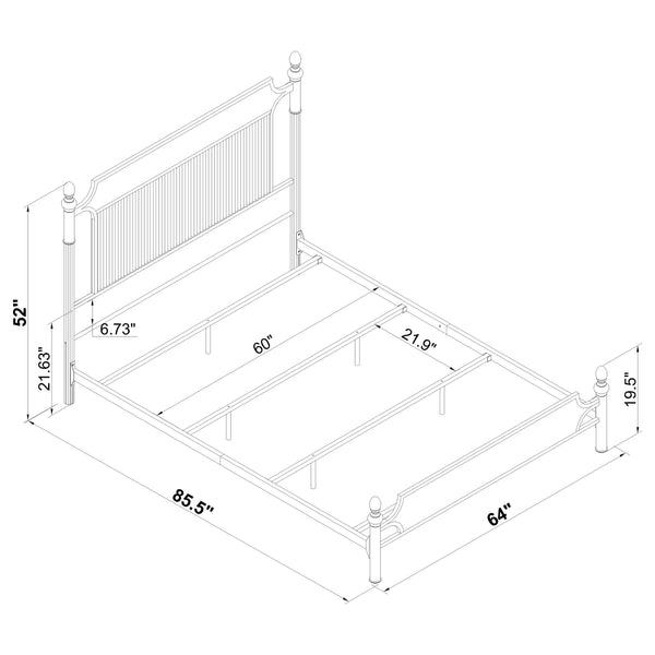 Sterling 51-Inch Metal Queen Panel Bed Black