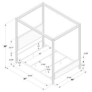 Hawthorne 89-Inch Metal Queen Canopy Bed Rust Brown