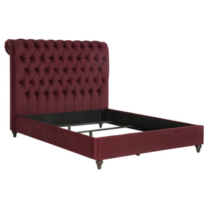 Sienna 5-Piece Queen Bedroom Set Wine Red and Dark Oak