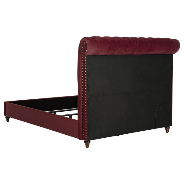 Sienna 5-Piece Queen Bedroom Set Wine Red and Dark Oak