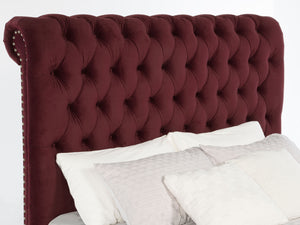 Lorenzo 57-Inch Upholstered Queen Panel Bed Wine Red