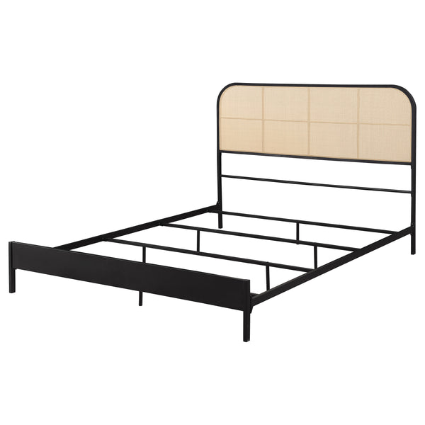 Lennox Radio Weave Rattan Metal Queen Bed Black