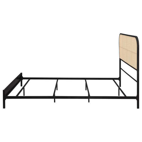 Lennox Radio Weave Rattan Metal Queen Bed Black