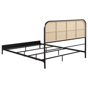 Lennox Radio Weave Rattan Metal Queen Bed Black