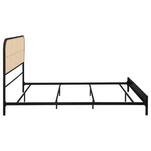 Lennox Radio Weave Rattan Metal Queen Bed Black