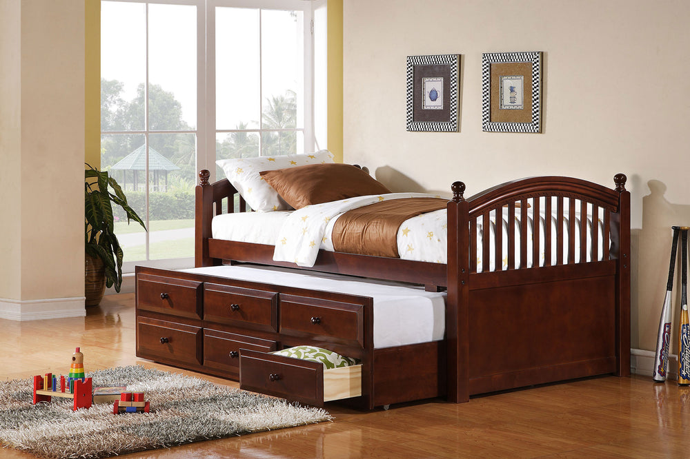 Ellington 3-Drawer Twin Bed with Captains Trundle Chestnut