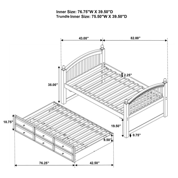 Ellington 3-Drawer Twin Bed with Captains Trundle Chestnut