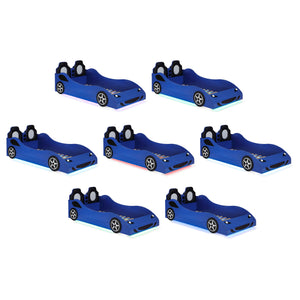 Blaze Wood Twin LED Race Car Bed Blue