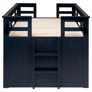 Lancaster Wood Twin Captains Bed With Trundle Navy Blue