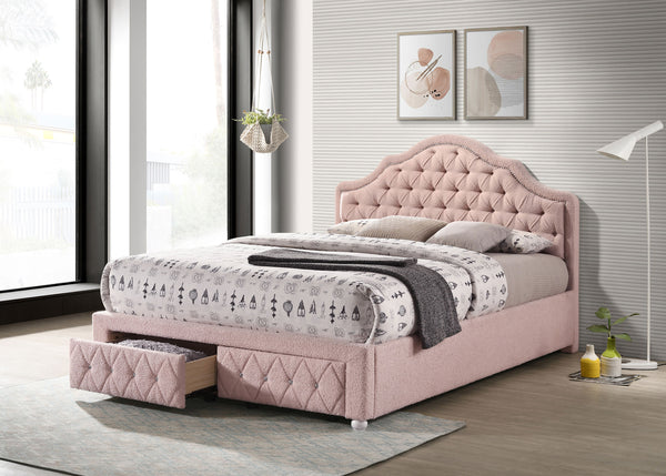 Bellamy 44-Inch Upholstered Full Storage Platform Bed Pink