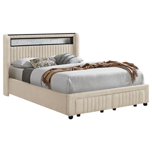 Madison LED Full Bed - Cream Upholstered