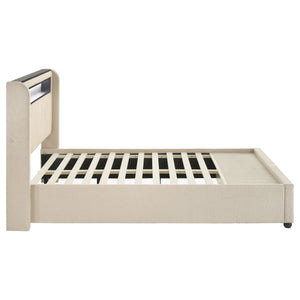 Madison LED Full Bed - Cream Upholstered